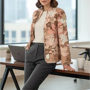 Alfred Dunner Women's Floral Blazer in Pink and Brown